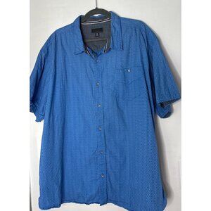 Steves Men’s Shirt 4X Blue Short Sleeve Button-Down 100% Cotton Casual preppy